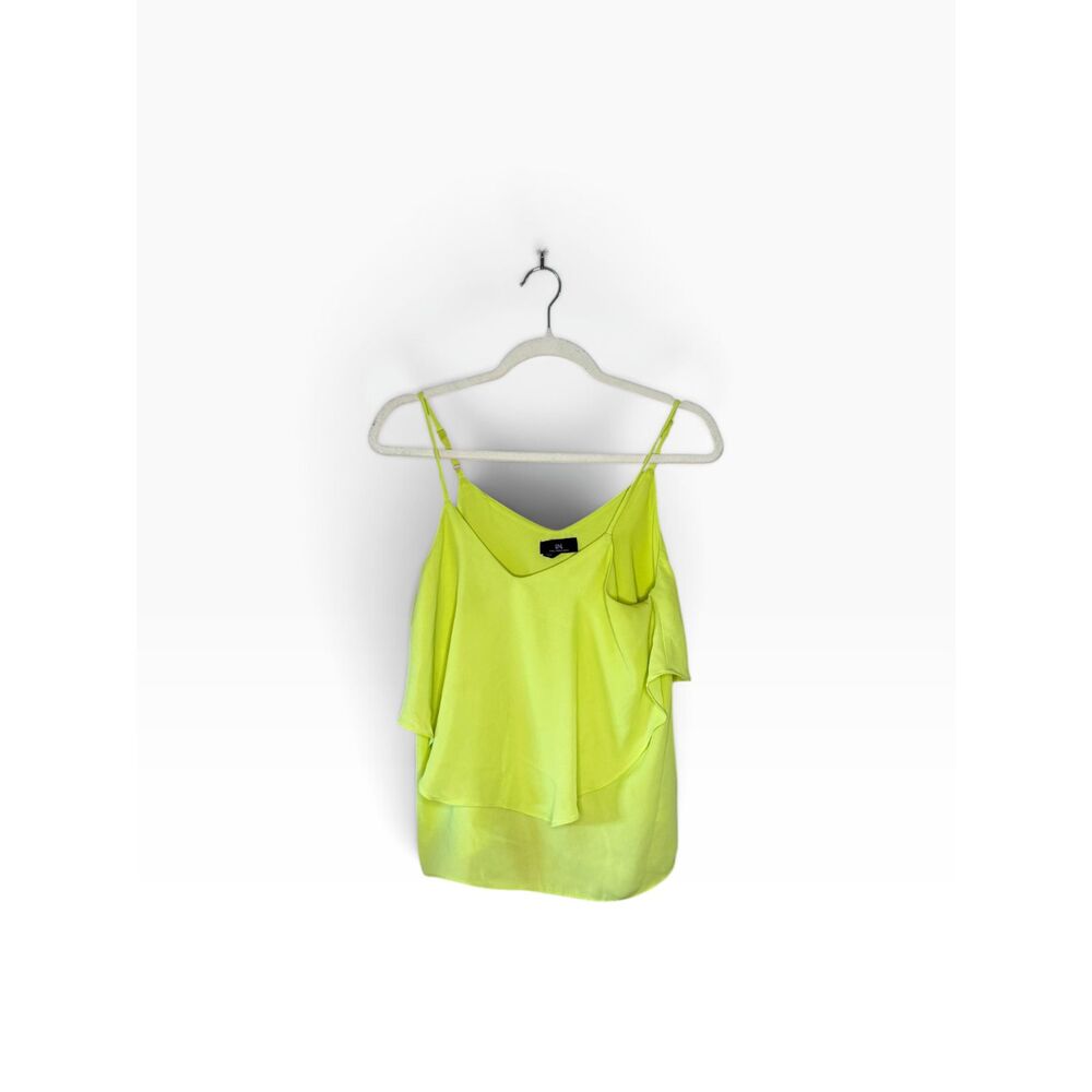 I.N. San Francisco Women's Neon Yellow Cold Shoulder Ruffle Cami Blouse